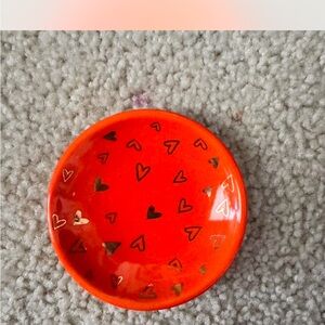 Heart Patterned Orange Trinket Dish